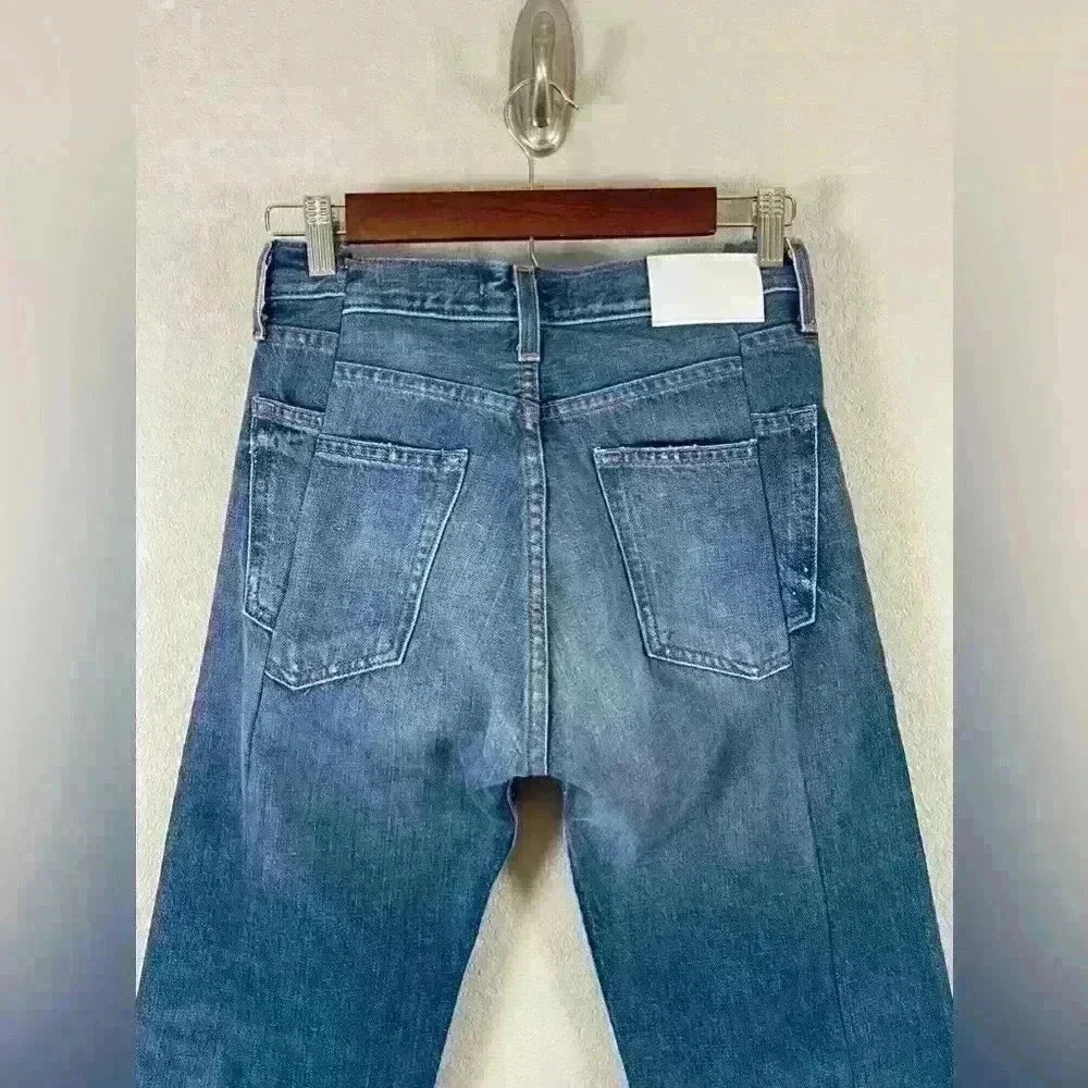 EB Denim Straight Leg Button Fly Blue Jeans - Picture 11 of 14